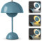 Flowerpot Tischlampe, LED Akku Tischlampe Kabellos, 3000k-6000k Moderne Aufladbar Touch Dimmbar Nachttischlampe mit 3 Helligkeitsmodi, Pilzlampen Lamp für Schlafzimmer, Wohnzimmer, Büro, Kalkblau