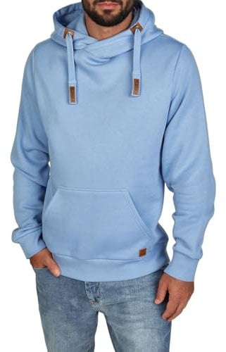 riverso Hoodie Herren Regular Fit RIVNiklas Kapuzenpullover Pullover Cross-Over-Kragen Blau 3XL, Größe:3XL, Farbe:Azurine Blue