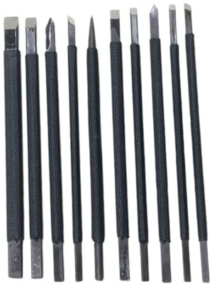 DIYEAH Kit Intaglio Strumenti per Incisione Manuale di Pietra in Acciaio al Tungsteno 10 Pezzi Facile da Controllare Adatto per Scolpire su Pietre Shoushan e Timbri da Polso