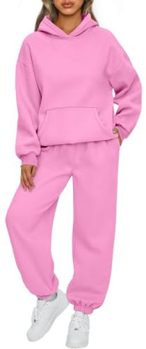 Sale Angebote,Zweiteiler für Damen,Damen Tracksuit Set Langarm Hoodie Jogger Rundhalsausschnitt Zweiteiliges Outfit Trainingsanzug Weich Baumwolle Hausanzug,Rot,M