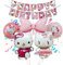 6 Stücke Kity Geburtstags Deko Folienballon, Kindergeburtstag Dekoration Luftballons Set, Cartoon Luftballon Geburtstag Kinder mit Happy Birthday Banner, Geburtstags Party Dekorationen für Kinder