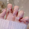 MouyouGlow Press on Nails Mittellang,Ballerina Rosa Glitzer 3D Schmetterling Perle Fake Nails mit Nagelkleber,Y2K Coquette Künstliche Fingernägel