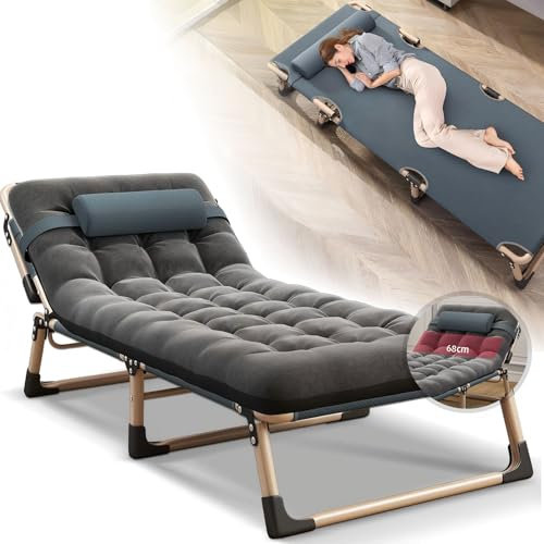 GHBXJX Feldbett Klappbett Ultraleichtes Campingbett Klappbar bis 160 kg, Faltbare Matratze, Erwachsene, Gästebett klappbar, bequemes Oxford-Gewebe & Campingliege Relaxliege,A,68cm