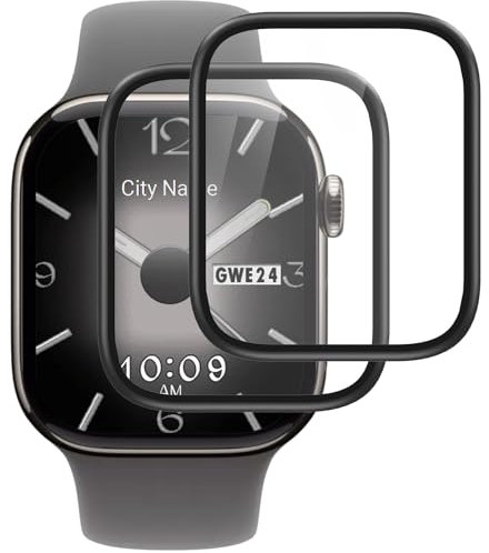 IQShield Panzer Schutz Glas für Apple Watch Series 10 46mm, High Definition Panzer Schutzfolie, Runde Kante Displayschutz, Blasenfest Installation, Touch Sensitive, Anti-Kratzer Panzerfolie, 2 Stück