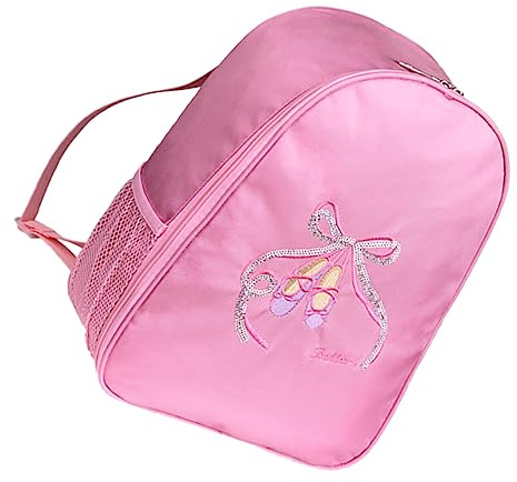 FRCOLOR Bestickter Ballerina Rucksack aus Nylon Polyester Leichter Mädchen Ballett Rucksack mit Verstellbaren Tragegurten Netztaschen für Wasserflasche Tanz und Reisetasche