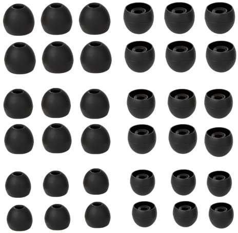 Ersatz Ohrstöpsel In, 36 Stück Kopfhörer Stöpsel Silikon Aufsätze, Weich Und Bequem Tips Stöpsel Passend Für Die Meisten In-Kopfhörer, Innendurchmesser 4,5–6 mm (Schwarz)
