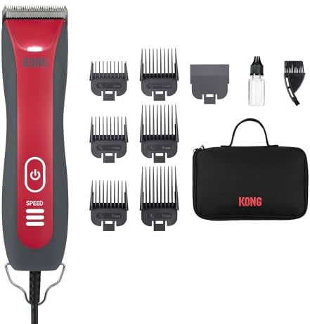 Kong 3-Speed Dog Clipper Grooming Kit Waterproof 6 Combs All Coat Types