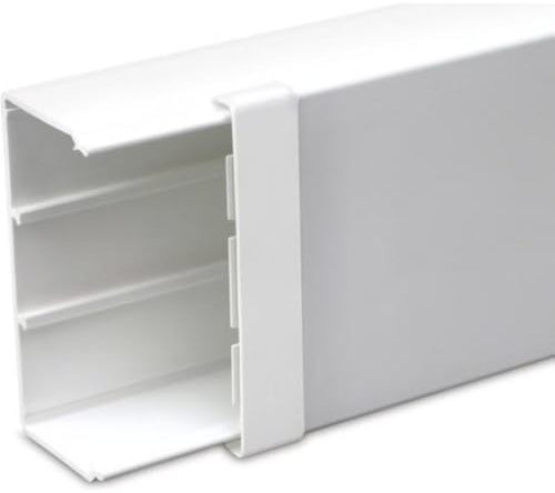 50mm x 50mm 2 x 2 PVC White Electrical Cable Cover Maxi Trunking + Bends (1 x 50mm Cover Joint Only)