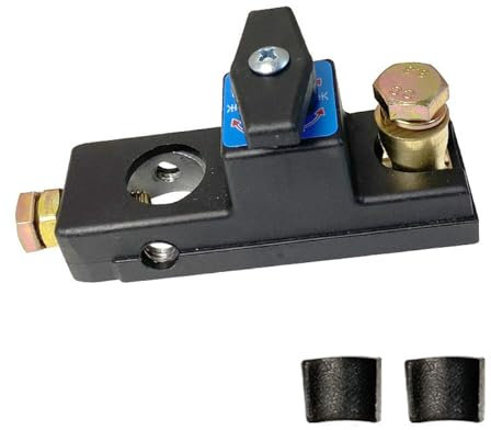 Battery Isolator Switch 12V, 2-Piece Brass Battery Disconnect Switch with Wrench, 10.4 * 3.7 * 5.2 cm Power Cut Off for Car Truck Marine Battery Maintenance