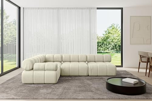 ALTDECOR Modulares Sofa Ecksofa in L-Form Corner modular Sofa Eckcouch Couch Wohnlandschaft Cauchsofa Polstersofa Mende-L2-285x190x70 cm Beige