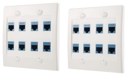 Osmond Ethernet Wandplatte 8-Port Doppelgang Cat6 RJ45-Buchse Netzwerkkabel-Abdeckplatte RJ45-Wandplatte