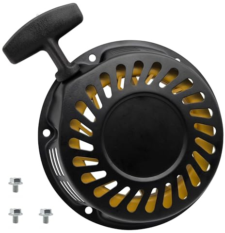 Strongthium Lanceur à Rappel pour Honda GX160 GX200 Moteur 5.5 6.5 CV/Démarreur Manuel Noir à Cliquet Métal compatible avec Eberth Feider Rato Loncin, Entraxe Fixation avec 3 Vis