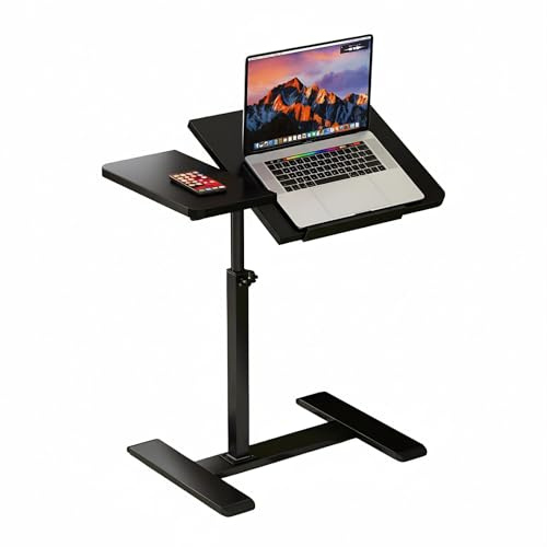 Garvee Table d’Ordinateur Portable réglable en Hauteur sur roulettes – Plateau inclinable – Compacte et Mobile – Idéale pour lit, canapé, Bureau ou hôpital – Couleur : Noir