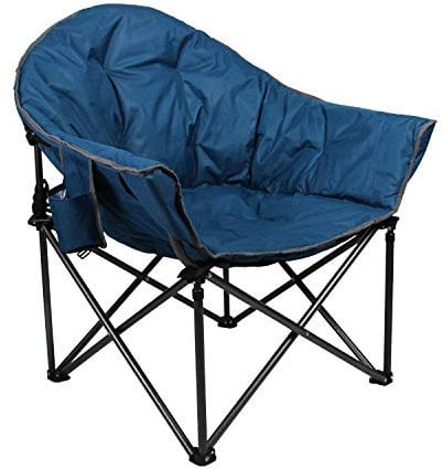 ALPHA CAMP Campingstuhl Faltbar, Klappstuhl Gepolstert bis 160 kg, Moonchair Klappbar In-& Outdoor, Dunkelblau