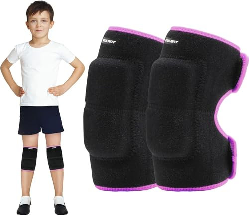 EULANT Ginocchiere Pallavolo Bambina, Junior Regolabile Ginocchiere in Spugna, Donne Uomo Protezioni Ginocchia per Basket Bici mtb Snowboard Pattinare Danza Ginnastica Ritmica Calcio, Nero/Rosa M