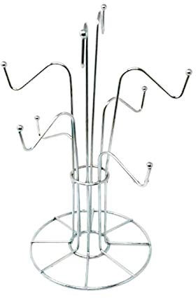 Acan Soporte Cocina 8 Tazas y Vasos Metal Plateado Moderno 34 cm