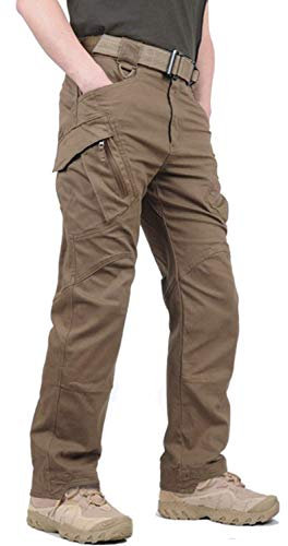 KEFITEVD Mens Tactical Fishing Trousers Outdoor Ripstop Sports Pants Climbing Trouser , Brown, 36