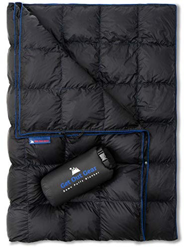 Get Out Gear Daunen-Campingdecke, leicht, verstaubar, 650 Füllkraft, Daunendecke, kompakt, wasserdicht und warm, Rucksackreisen, Steppdecke für Camping, Wandern, Reisen, Hängematte