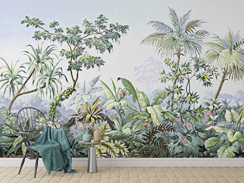 SILK ROAD EU Papier Peint Panoramique jungle Soie, Format personnalisé Tropical Rainforest Coconut Tree Poster Geant Mural Personnalisé 3D pour Salon Chambre Décoration Murale