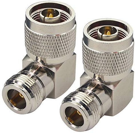 Boobrie N Type Connector Right Angle N Male to N Type Female 90 Degree Adapter Low Loss Coax Cable Adapter for WiFi Antenna Ham Radio Antenna Cable Cell Phone Signal Booster 2-Pack (NOT for TV)
