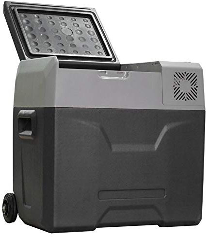 HOMCOM Nevera y Congelador de Compresor 50L Eléctrica Refrigerador de Coche CC 12V/24V hasta -20℃ Pantalla LED Táctil Asa Retráctil Ruedas para Hogar Camping Viajes Automóvil 58,6x37,8x54,5 cm Negro