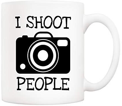 5Aup Funny I Shoot People Photographer Coffee Mug, Birthday Men Gifts for Photography Lover Cup White, 11 Oz