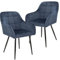 FlamingoCasa Esszimmerstühle 2er Set samt küchenstühle: Stuhl esszimmer blau mid armlehne - modern polsterstuhl mit Metall Beine esstisch stühle