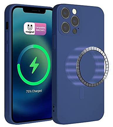 ICOVERI Custodia magnetica in silicone compatibile con iPhone, magnetica, compatibile con accessori di ricarica wireless e magetica (iPhone 13 Pro, Blu)