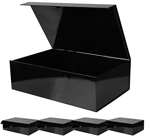 Aimyoo Faltbare Geschenkboxen mit Magnetverschluss-Deckeln und Seil für einfaches Öffnen, 34 x 22 x 10 cm, rechteckige Aufbewahrungsboxen, 5 Stück