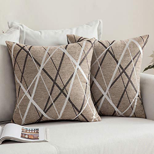 MIULEE Kissenbezug 60x60 cm Weicher Chenille Sofakissen Bezug mit Modernem Design Perfektes Dekokissen für Wohnzimmer