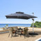 PURPLE LEAF Sombrilla Terraza Exterior de Aluminio 3 x 3 m Parasol Terraza, Rotación de 360°, Sombrillas Jardin Grandes con Manivela y Protección UV 50+, Gris