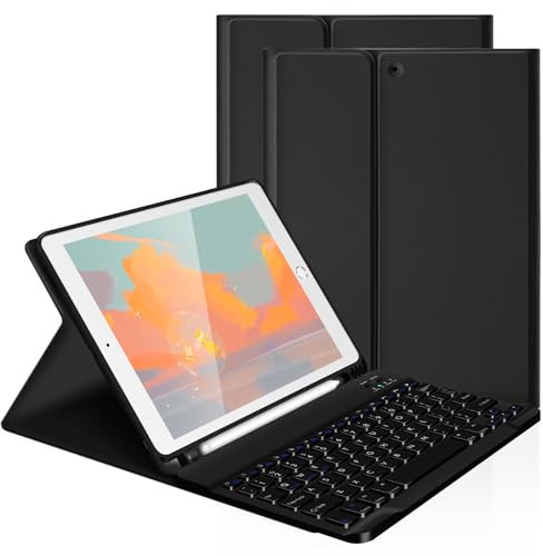 LAMA 9.7 Inch iPad Keyboard Case, Wireless Keyboard Case for 9.7 iPad Pro (2018 6th Generation, 2017 5th Generation, 2016 Pro, Air 2/1) Detachable Keyboards Cases&Pencil Holder, Black