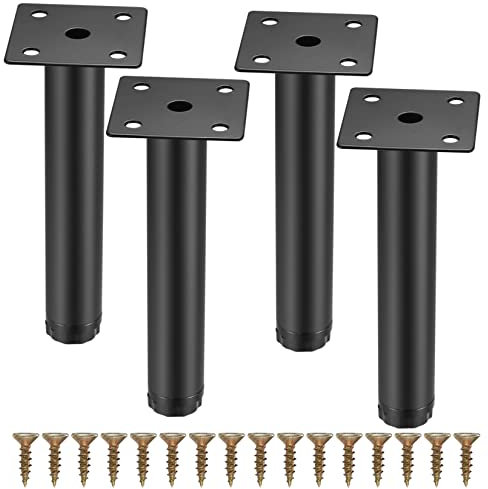 Fulushouxi 4 Pcs Furniture Legs, 5.9/15cm Adjustable Furniture Support Feet, Metal Sofa Replacement Support Feet Legs for Sofa Table Chair Desk Kitchen Cupboard Cabinets Legs Feet (15CM)