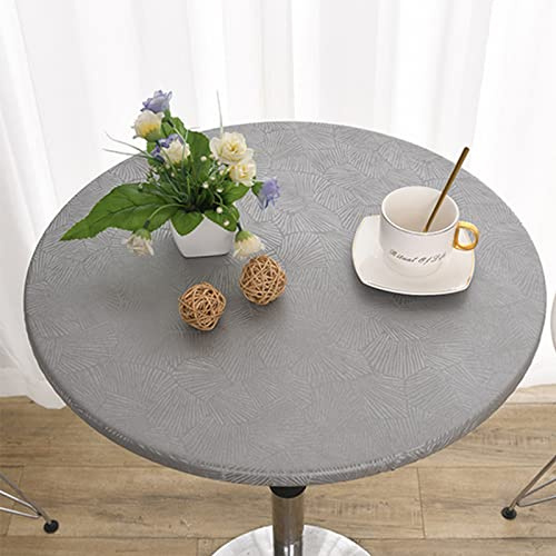 Nappe ronde en vinyle imperméable et facile à nettoyer - Pour intérieur ou extérieur, terrasse, terrasse, salle à manger, café, restaurant, fête, barbecue, pique-nique (gris, diamètre 90 cm)