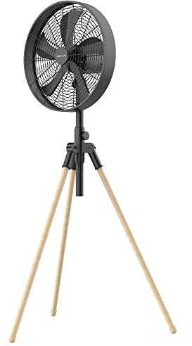 Newlux - Stativ-Ventilator W3050 mit 5 Metallflügeln, höhenverstellbar 120-130 cm, automatische Oszillation 80 Grad und 3 Geschwindigkeiten, klappbarer Stativventilator mit Kupfermotor 50 W (schwarz)