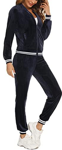 Enjyam Damen Nicki Trainingsanzug Kuschelig 2 Teilig Jogginganzug Hausanzug für Herbst Winter, Langarm Zipjacke+Lange Hose