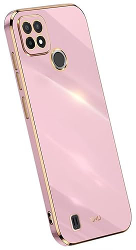 Topme Funda de Silicona para Realme C21Y / Realme C25Y (6.5 Inches), [ Carcasa Case de Teléfono Estilo Borde Dorado] - Violeta