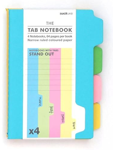 Suck UK Taccuino A6 con linguette, agenda per revisione, con divisori per la scuola e accessori per ufficio, quaderno o agenda settimanale, confezione da 4 blocchi per appunti a righe