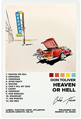ARZARF Don Toliver Poster Himmel oder Hölle Album Cover Poster Leinwand Poster Wandkunst Dekor Druck Bild Gemälde für Wohnzimmer Schlafzimmer Dekoration Rahmen Stil 08x12inch (20x30cm)