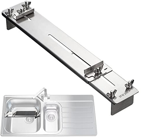 Wetzsteinhalter, Wetzstein Spülbeckenbrücke Edelstahl, verstellbarer Schleifsteinbehälter für 28,5 c - 42 cm Spülenlänge, Steinlänge 7 cm - 24 cm Ventdouce