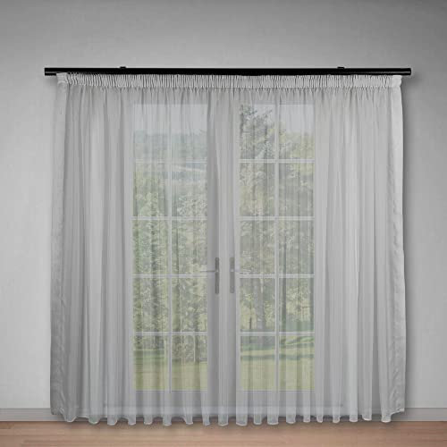 Weiße Voile, halbtransparente Vorhänge mit Kräuselband und Bleibandabschluss,Luftig, modern und langlebig für jedes Fenster,Gardinen und Vorhangsysteme Online-Shop (150 x 200 cm (HxB))