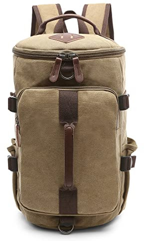 DORRISO Mode Herren Laptop Rucksack Groß Schulrucksack Teenager Daypacks Reise Laptop Rucksack für 15.0 Zoll Laptop Casual Business Herren Bergsteigen Leinwand Rucksack Khaki