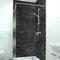 DRUCK-EXPERT Premium Duschrückwand 0,4 mm selbstklebendes Hart-PVC, Größe:3 x B 103 x H 240 cm Hochformat, Muster:Steinwand dunkel