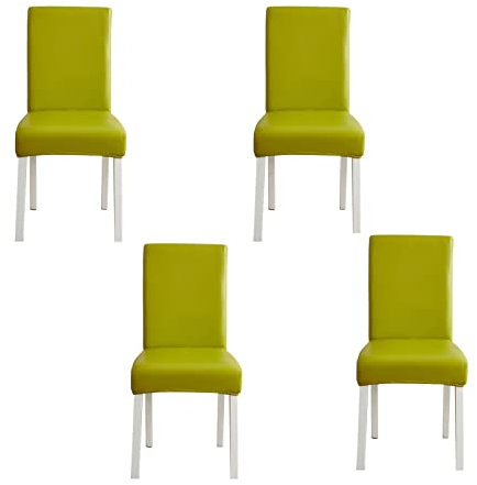 WWYL Esszimmer Stuhlhussen 2er/4er/6er Set, Wasserdichtes Pu Leder Stretch Stuhl-Universell Stuhlhussen Haus Büro Restaurant, Dekor Moderne Spann-Abdeckung (GrüN,6-Stück)