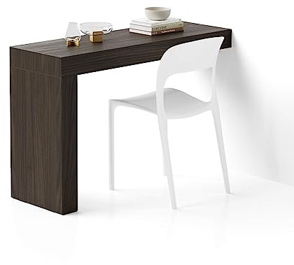 MOBILI FIVER, Schreibtisch Evolution 120x40, Nussbaum Dunkel mit einem Bein, Made In Italy