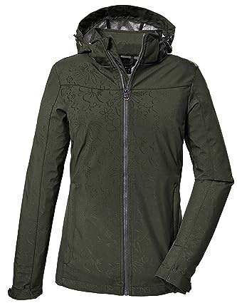 killtec Damen Softshelljacke/Outdoorjacke mit abzippbarer Kapuze KOS 40 WMN SFTSHLL JCKT, oliv, 42, 41280-000