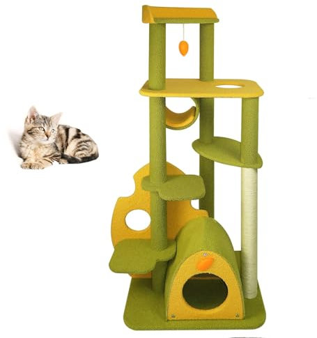 Kratzbaum, Kletternder Katzenturm Mit Höhlenbett, Ruhetunnel, Sprungring, Kratzbaum Und Hängespielzeug Für Hauskatzen, Kitten Condo Activity Center