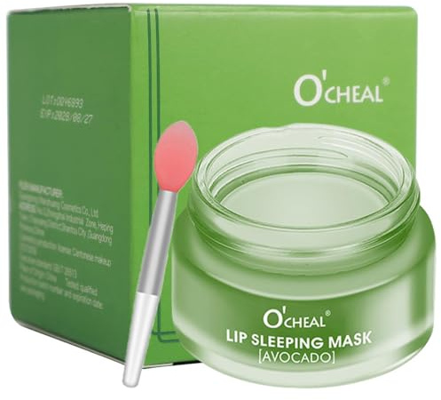 Lip Sleeping Mask, Lip Sleep Mask Overnight Lip Skincare Lip Oils, Lip Moisturiser for Dry Chapped Peeling Cracked Lips Fades Lip Lines, Lip Balm for Moisture Lip Care (Avocado)
