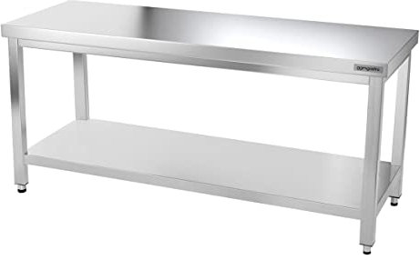 GGM Gastro | ATK188 | Edelstahl Arbeitstisch Premium - 1800x800mm - mit Grundboden ohne Aufkantung