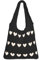 DKIIL NOIYB Gestrickte Umhängetasche Gehäkelte Einkaufstasche Herz Handtasche Hobo Bag Strick Tragetasche Häkeltasche Herz Strandtasche Tote Bag Teenager Mädchen Shopper Tasche (A9-Schwarz)
